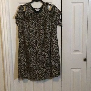 LC Lauren Conrad Black Floral Midi Dress